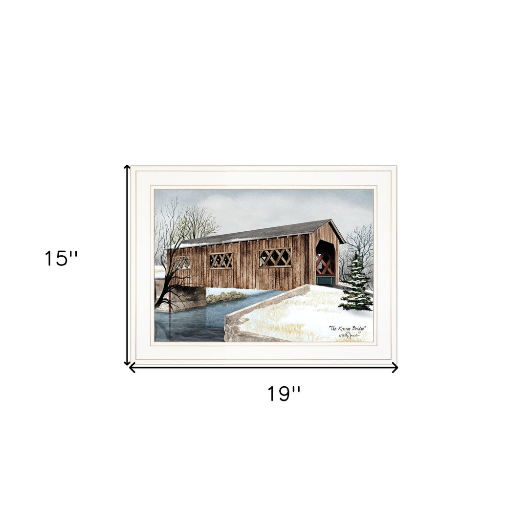 The Kissing Bridge 1 White Framed Print Wall Art