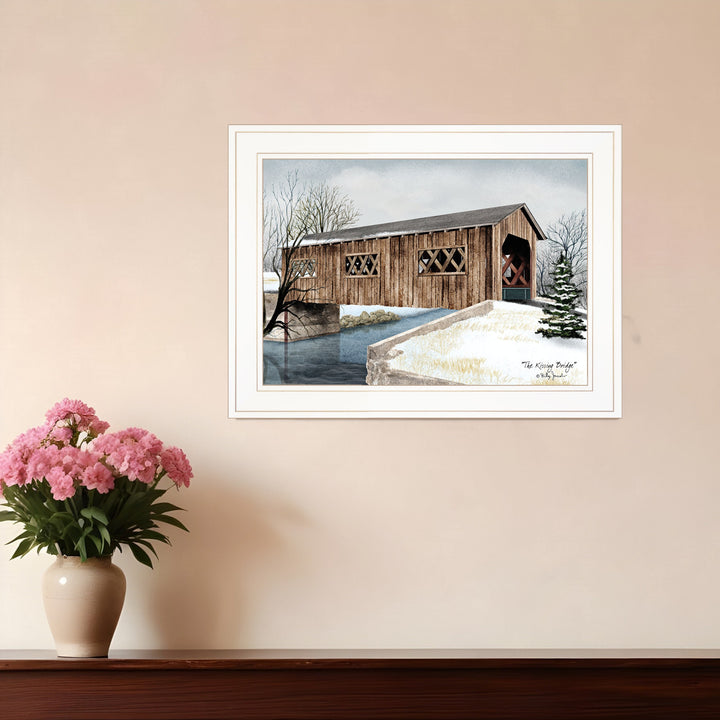 The Kissing Bridge 1 White Framed Print Wall Art