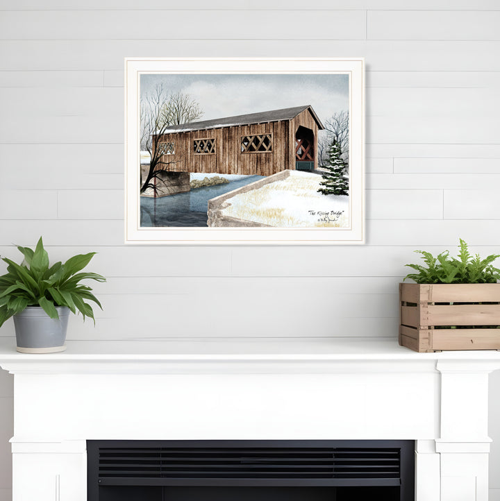 The Kissing Bridge 3 White Framed Print Wall Art