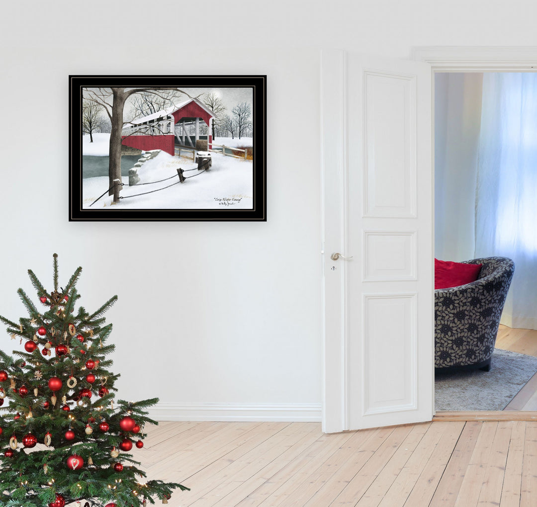 Crisp Winter Evening 4 Black Framed Print Wall Art