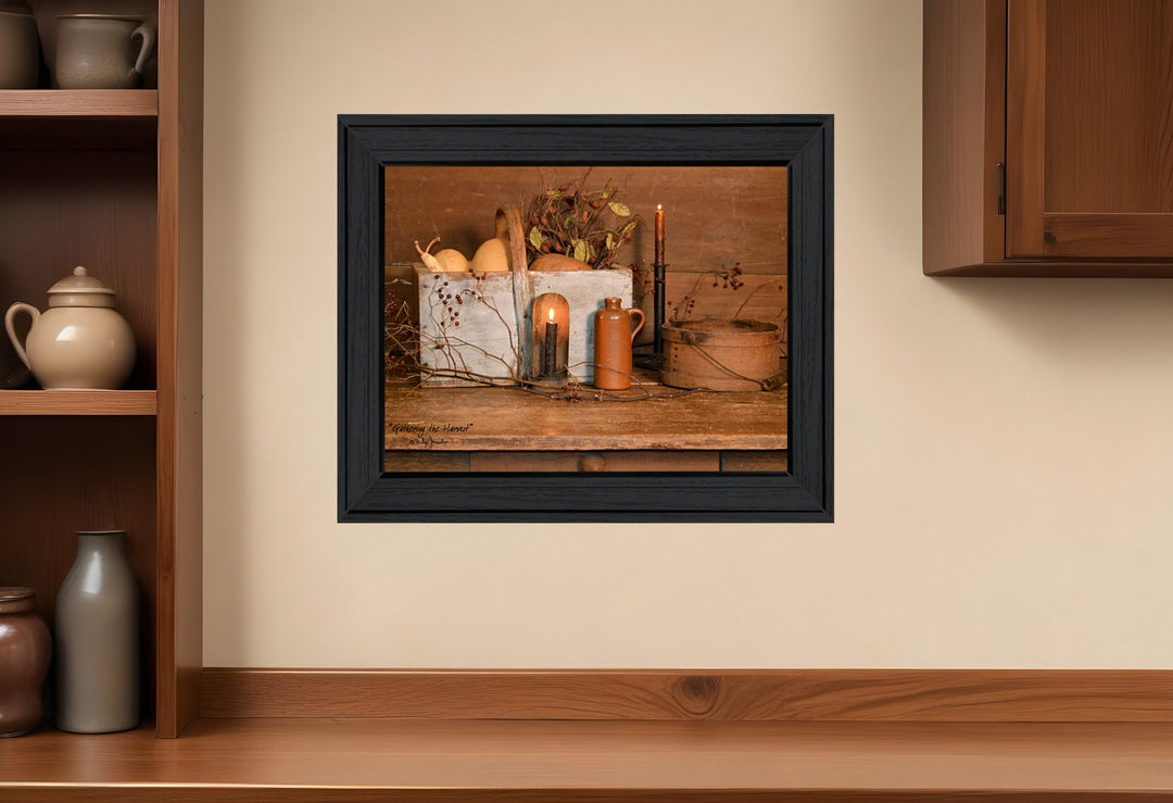 Gathering the Harvest 4 Black Framed Print Kitchen Wall Art