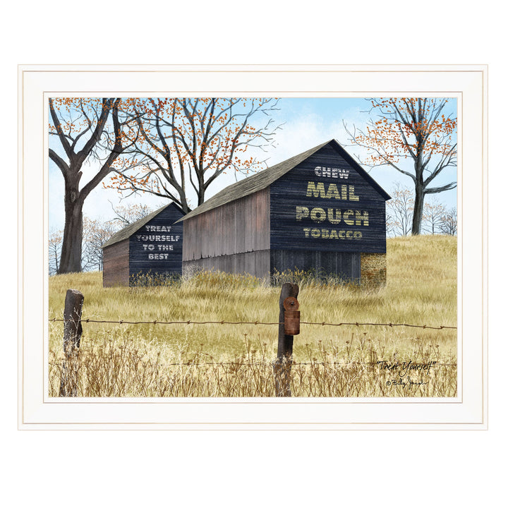 Treat Yourself Mail Pouch Barn 3 White Framed Print Wall Art