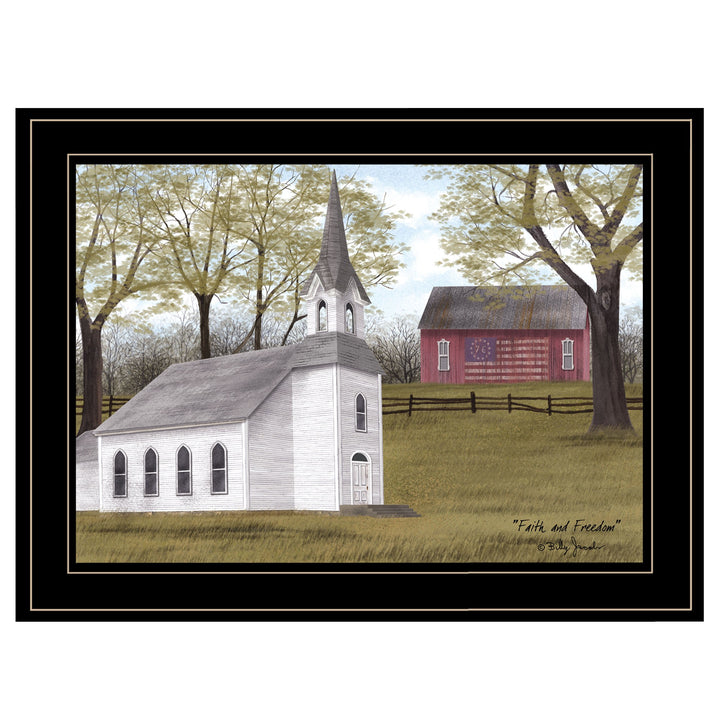 Faith and Freedom 3 Black Framed Print Wall Art