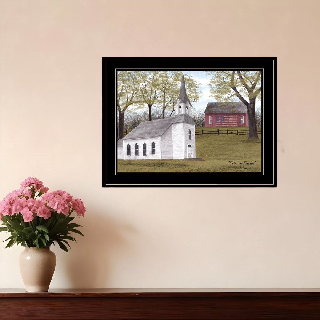 Faith and Freedom 3 Black Framed Print Wall Art