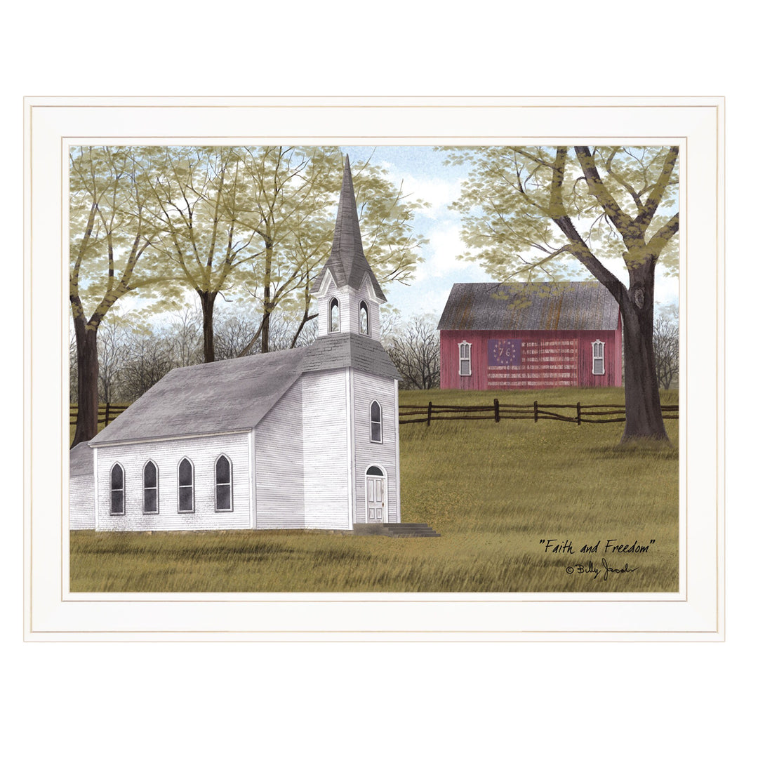 Faith and Freedom 4 White Framed Print Wall Art