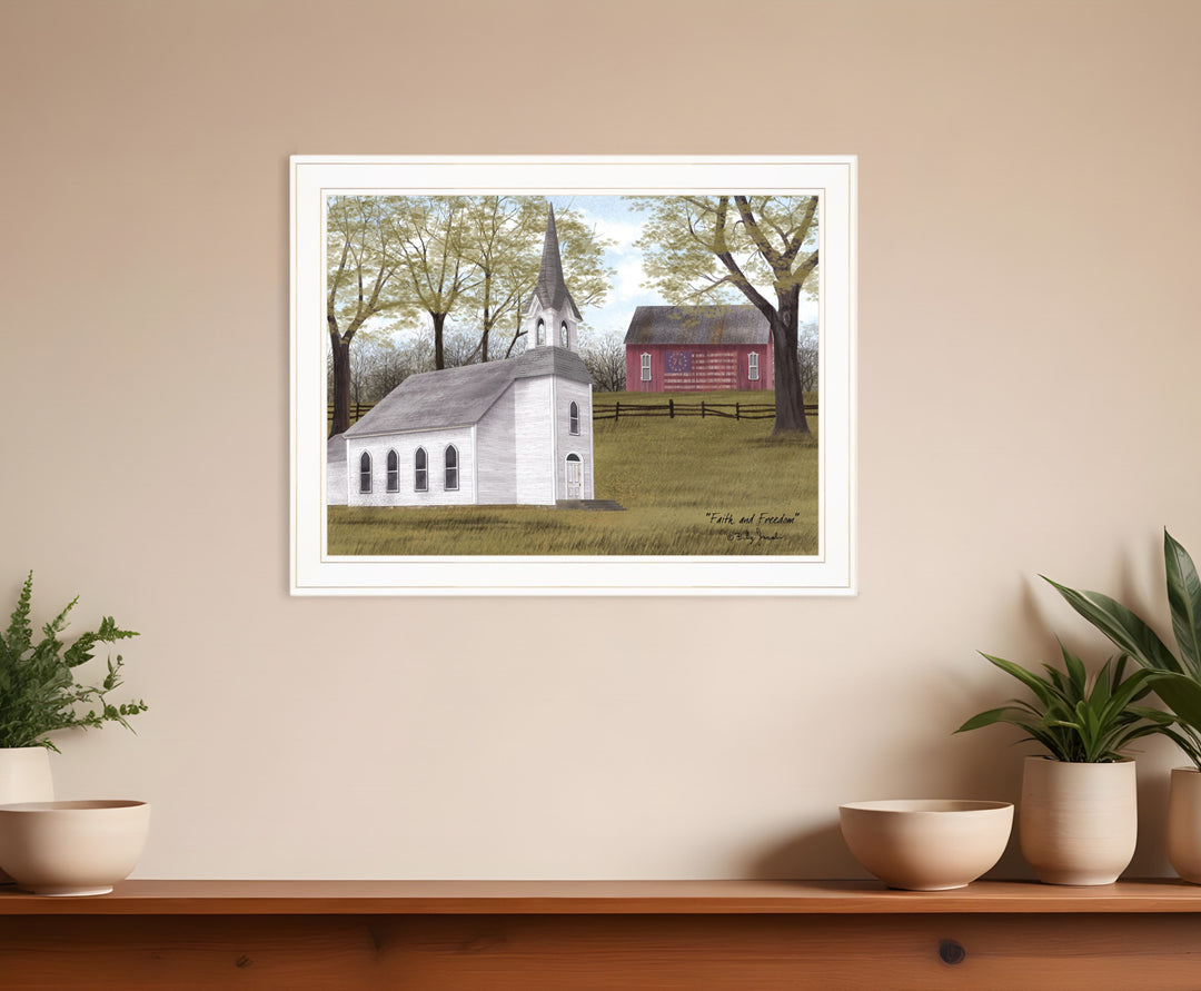 Faith and Freedom 4 White Framed Print Wall Art