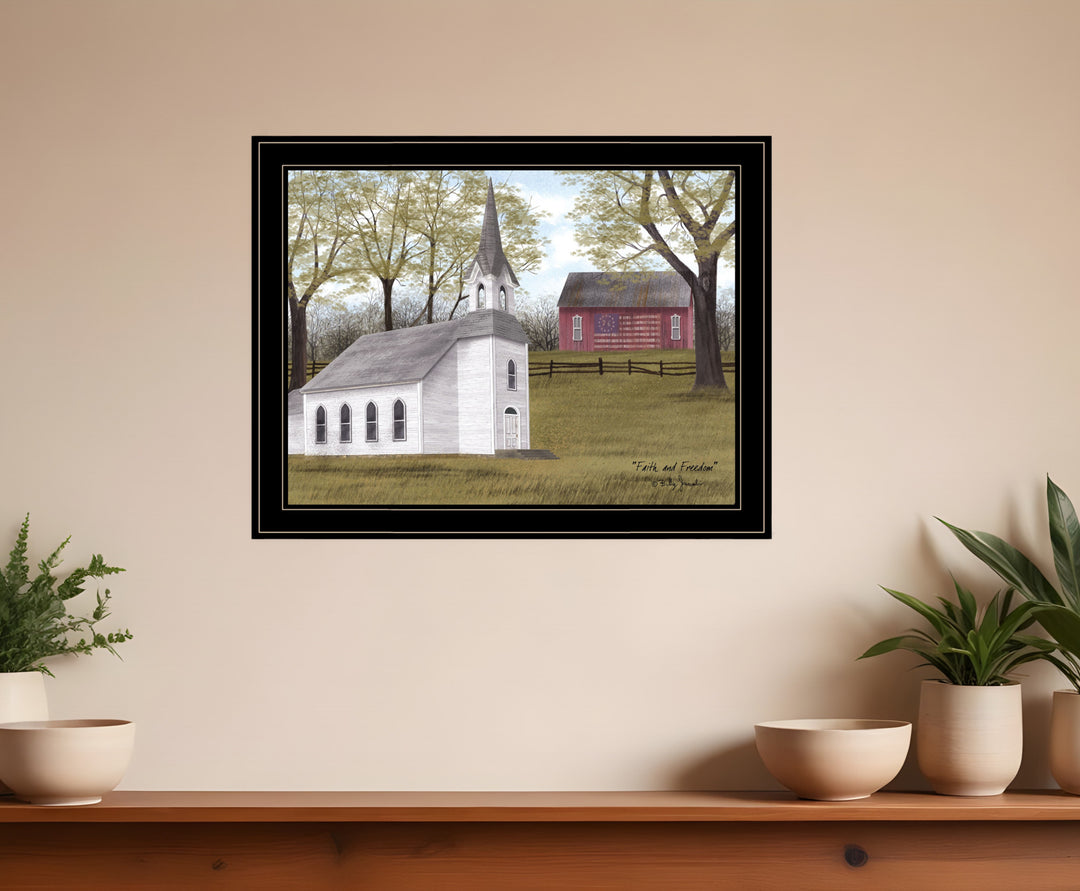 Faith and Freedom 5 Black Framed Print Wall Art