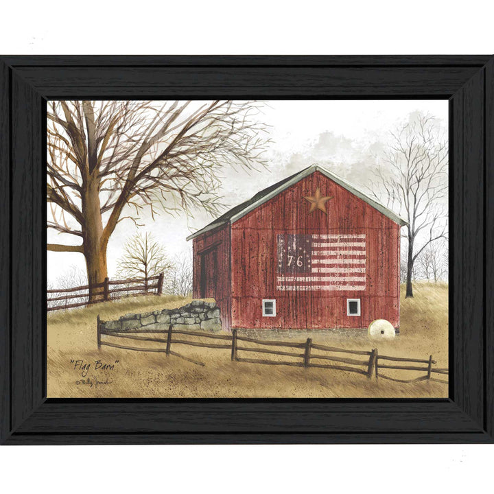 Flag Barn 4 Black Framed Print Wall Art