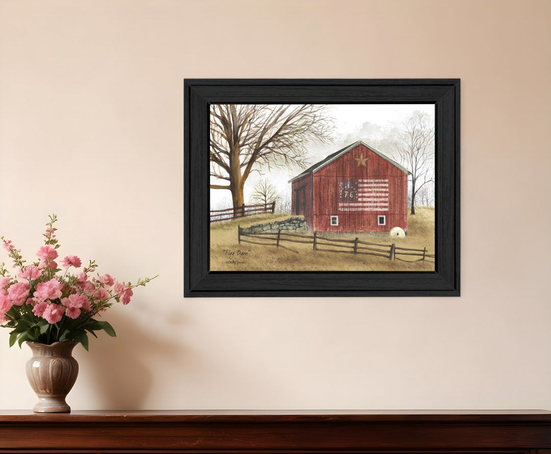 Flag Barn 4 Black Framed Print Wall Art