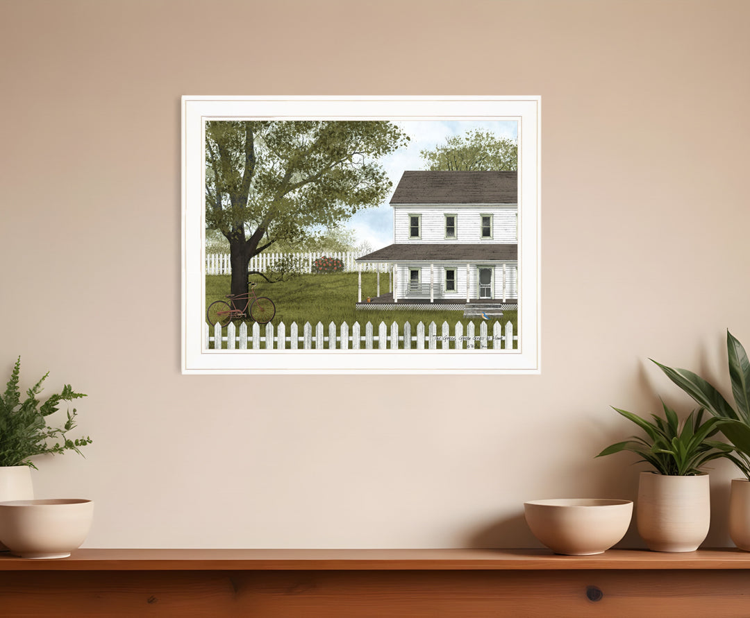 Green Green Grass of Home 1 White Framed Print Wall Art