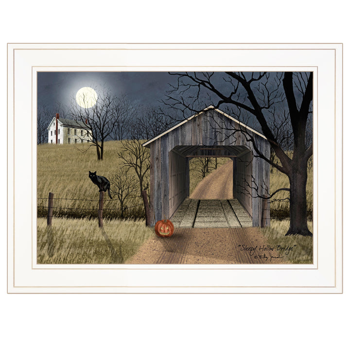 Sleepy Hollow Bridge 1 White Framed Print Wall Art