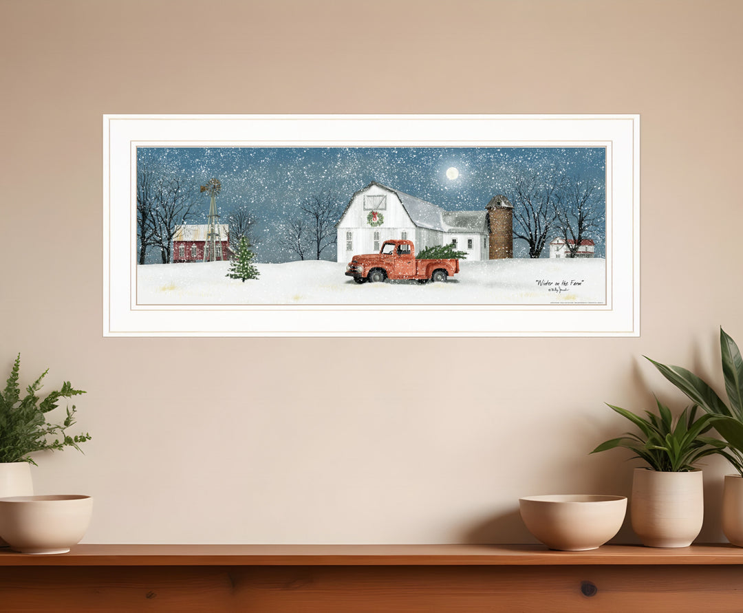 Winter on The Farm 1 White Framed Print Wall Art