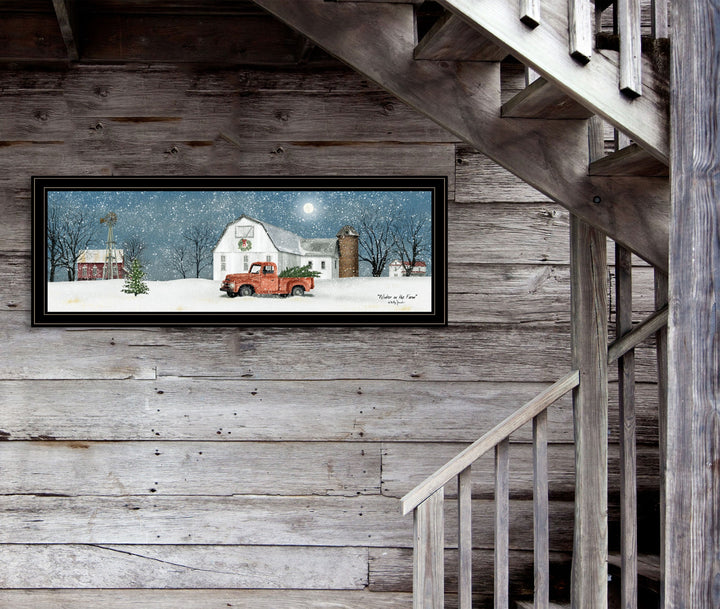 Winter on The Farm 4 Black Framed Print Wall Art