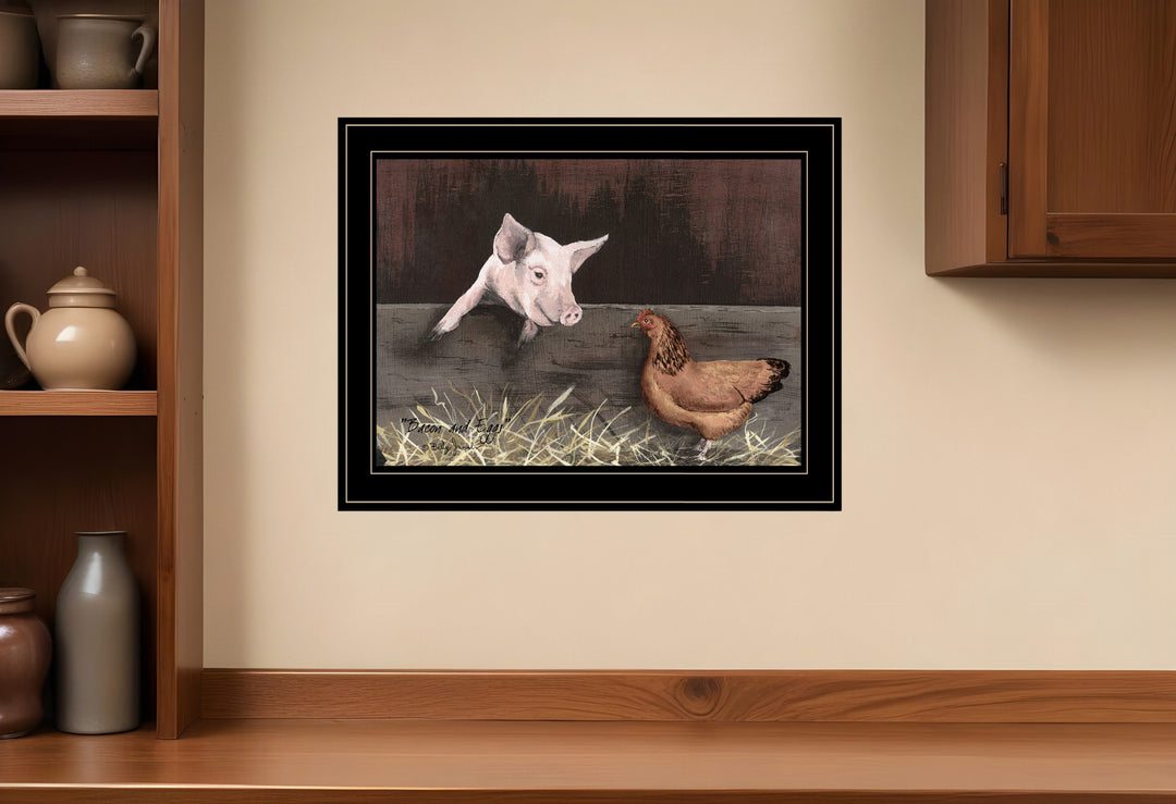 Bacon and Eggs 2 Black Framed Print Wall Art