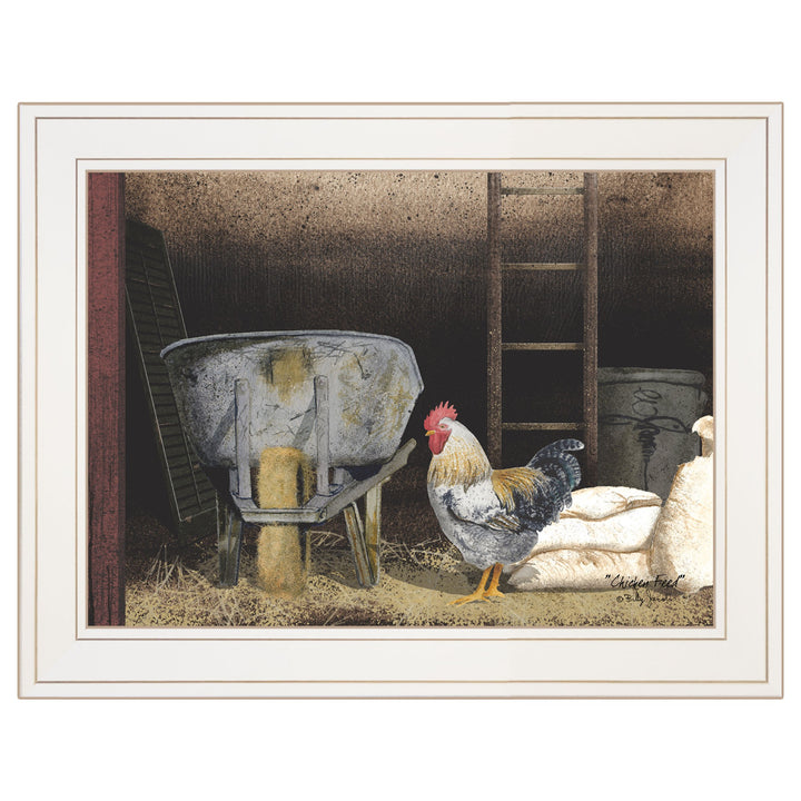 Chicken Feed 1 White Framed Print Wall Art