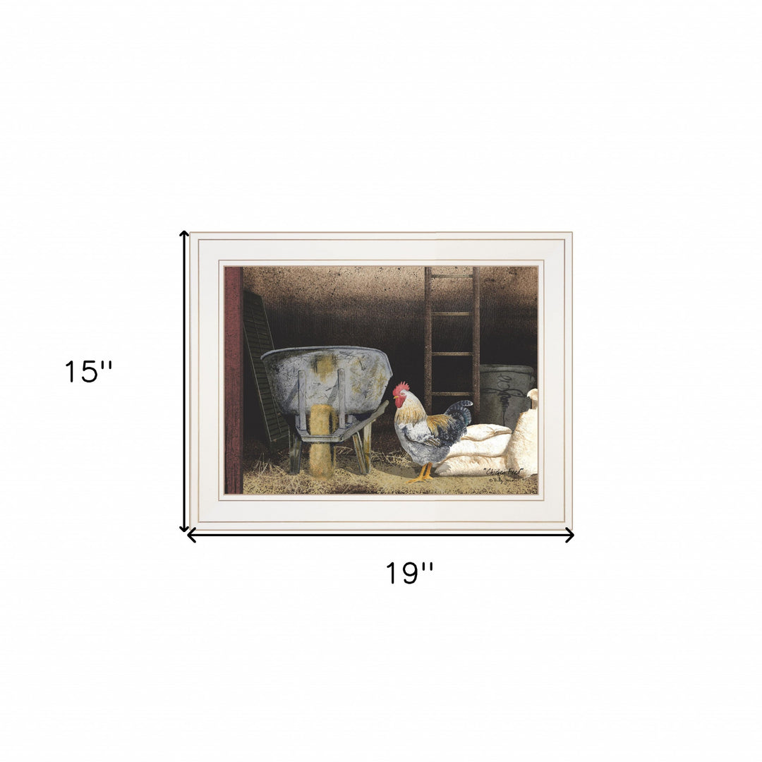 Chicken Feed 1 White Framed Print Wall Art