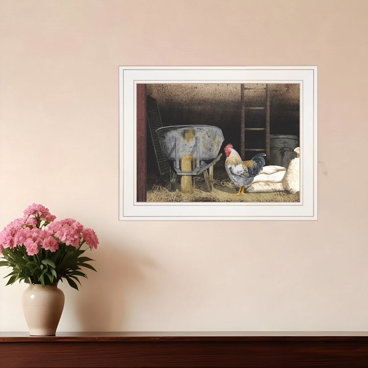 Chicken Feed 1 White Framed Print Wall Art