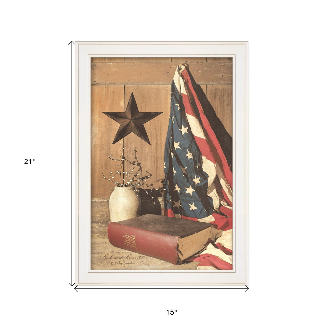 God and Country 4 White Framed Print Wall Art