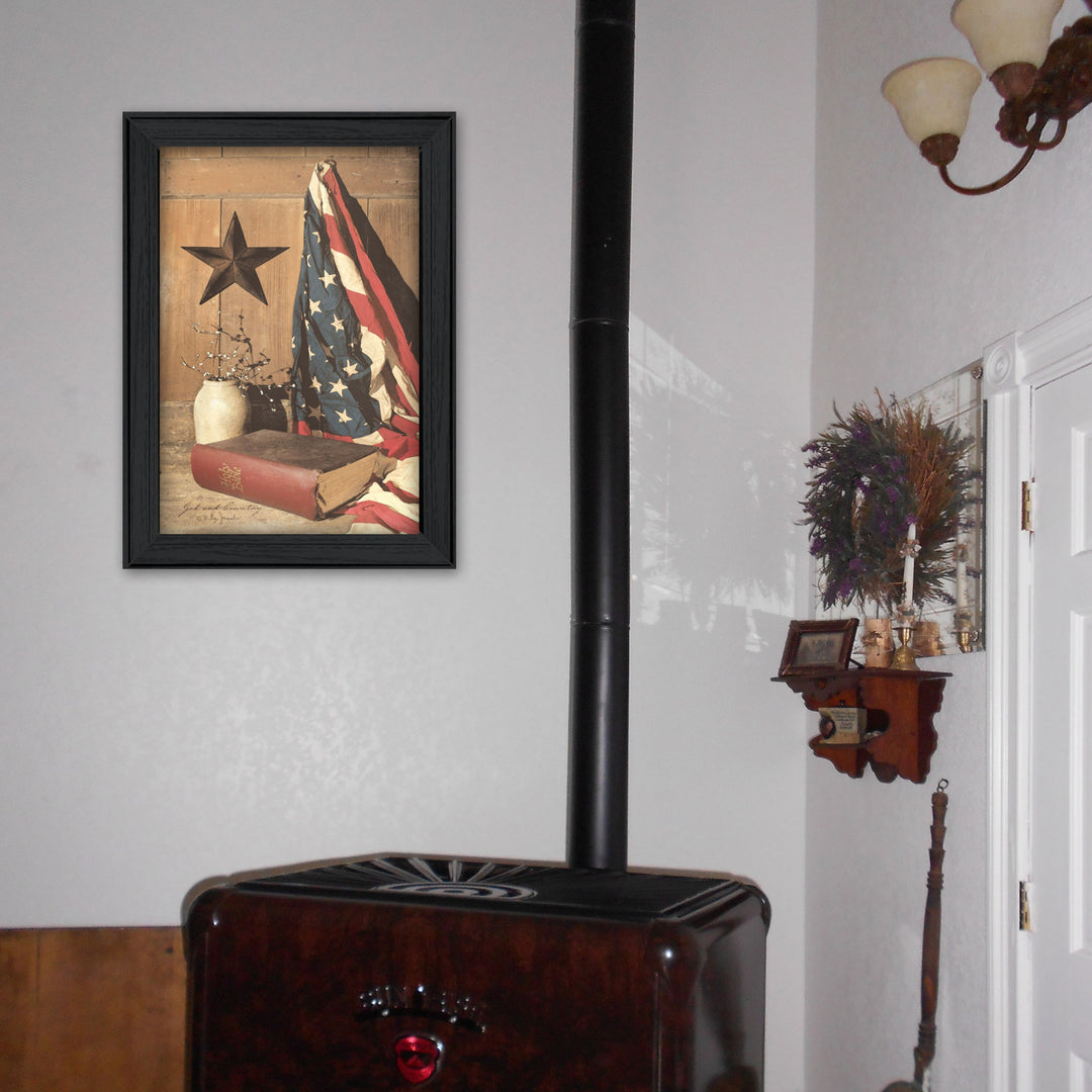 God and Country 5 Black Framed Print Wall Art