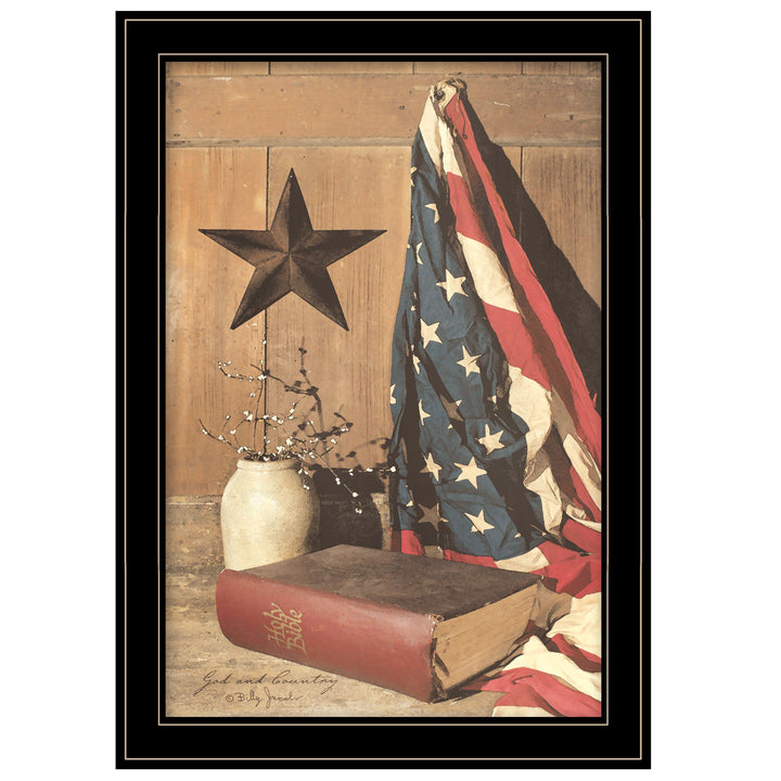 God and Country 6 Black Framed Print Wall Art