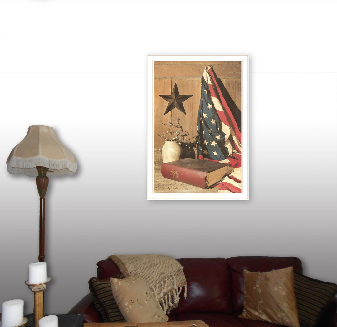 God and Country 7 White Framed Print Wall Art