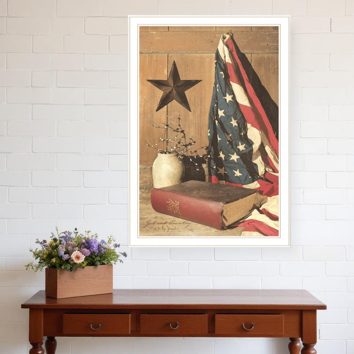 God and Country 7 White Framed Print Wall Art