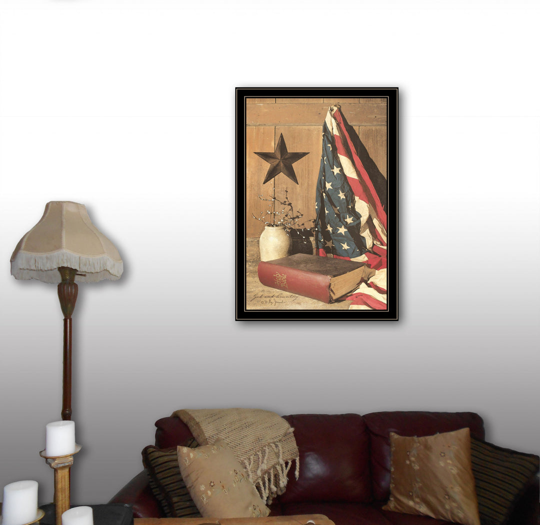 God and Country 8 Black Framed Print Wall Art