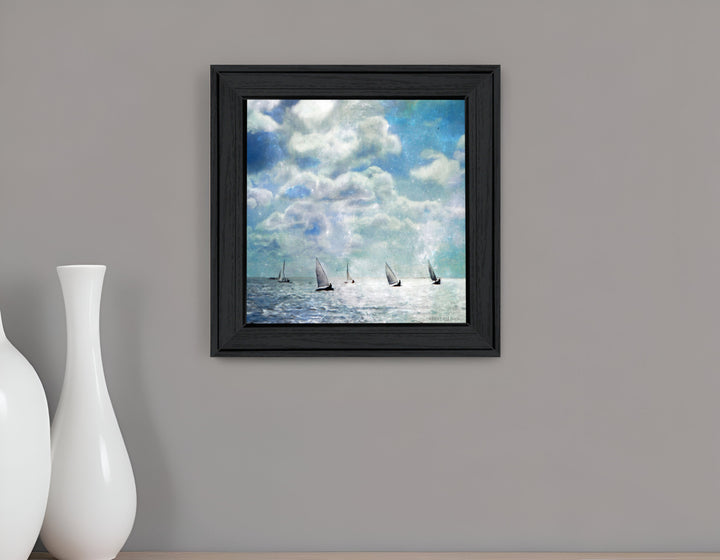 Sailing White Waters 3 Black Framed Print Wall Art