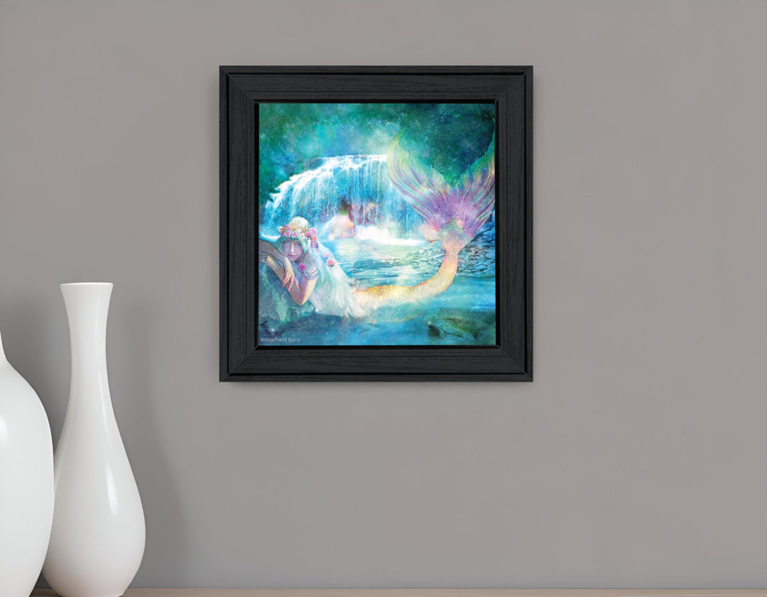 Woodland Cove Mermaid 1 Black Framed Print Wall Art