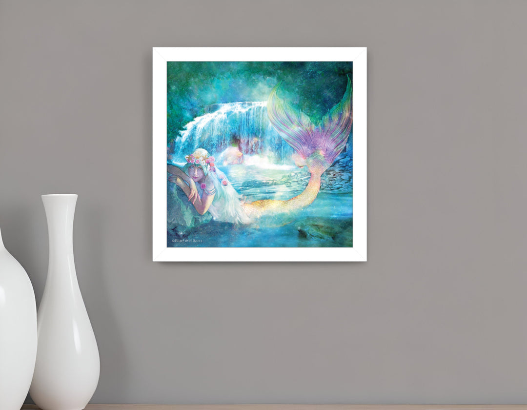 Woodland Cove Mermaid 2 White Framed Print Wall Art