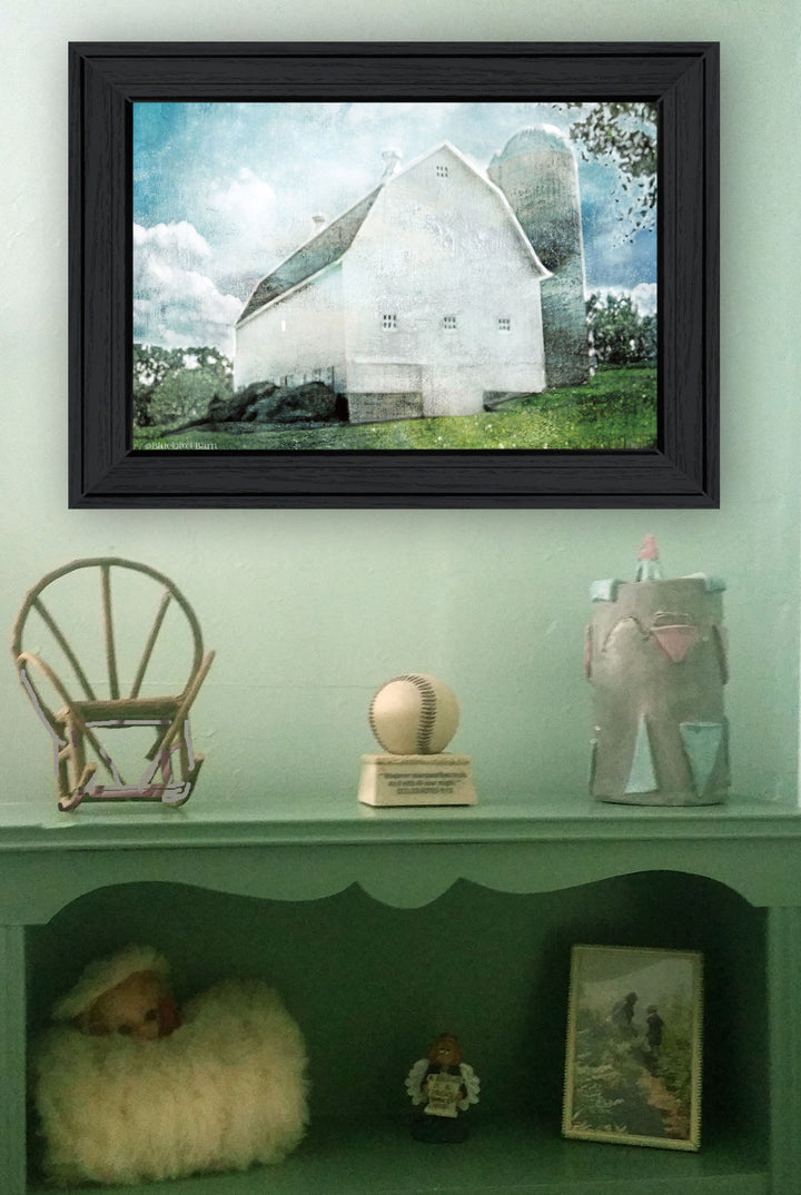 White Barn 2 Black Framed Print Wall Art