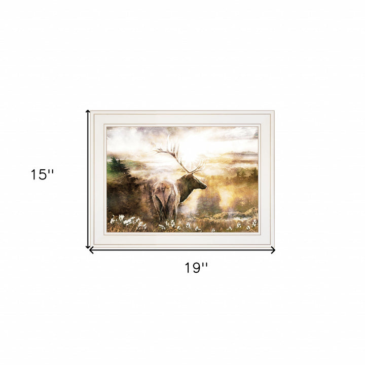 Heading Home Elk 1 White Framed Print Wall Art