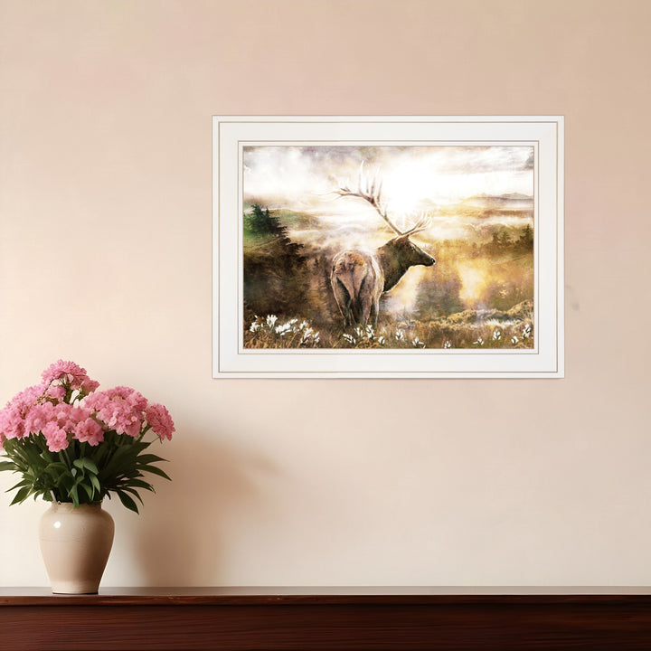 Heading Home Elk 1 White Framed Print Wall Art