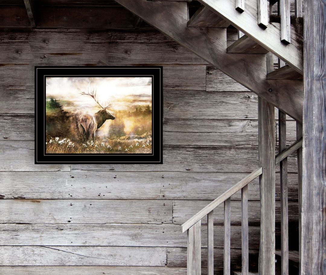 Heading Home Elk 2 Black Framed Print Wall Art