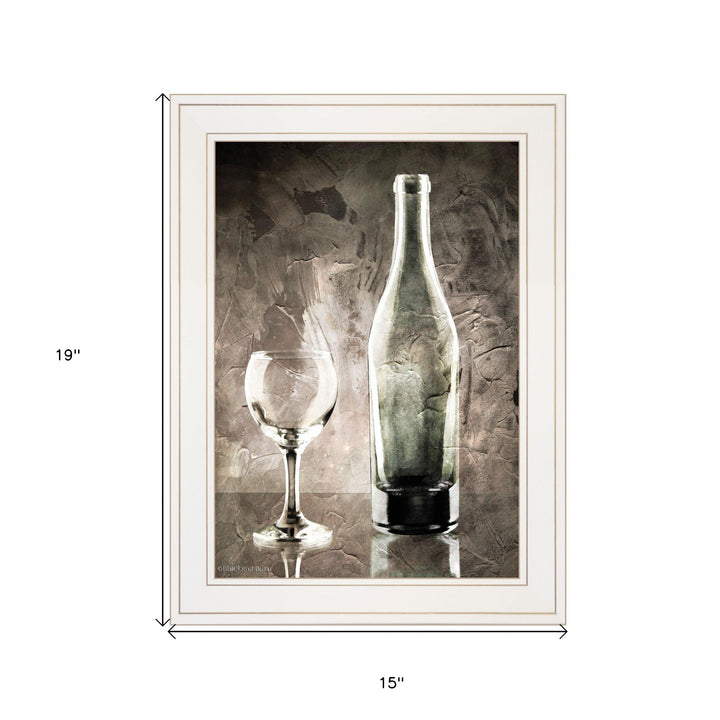 Moody Gray Wine Glass Still Life 1 White Framed Print Wall Art