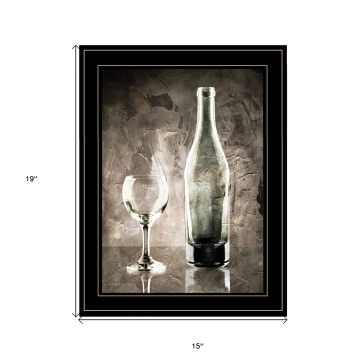 Moody Gray Wine Glass Still Life 3 Black Framed Print Wall Art