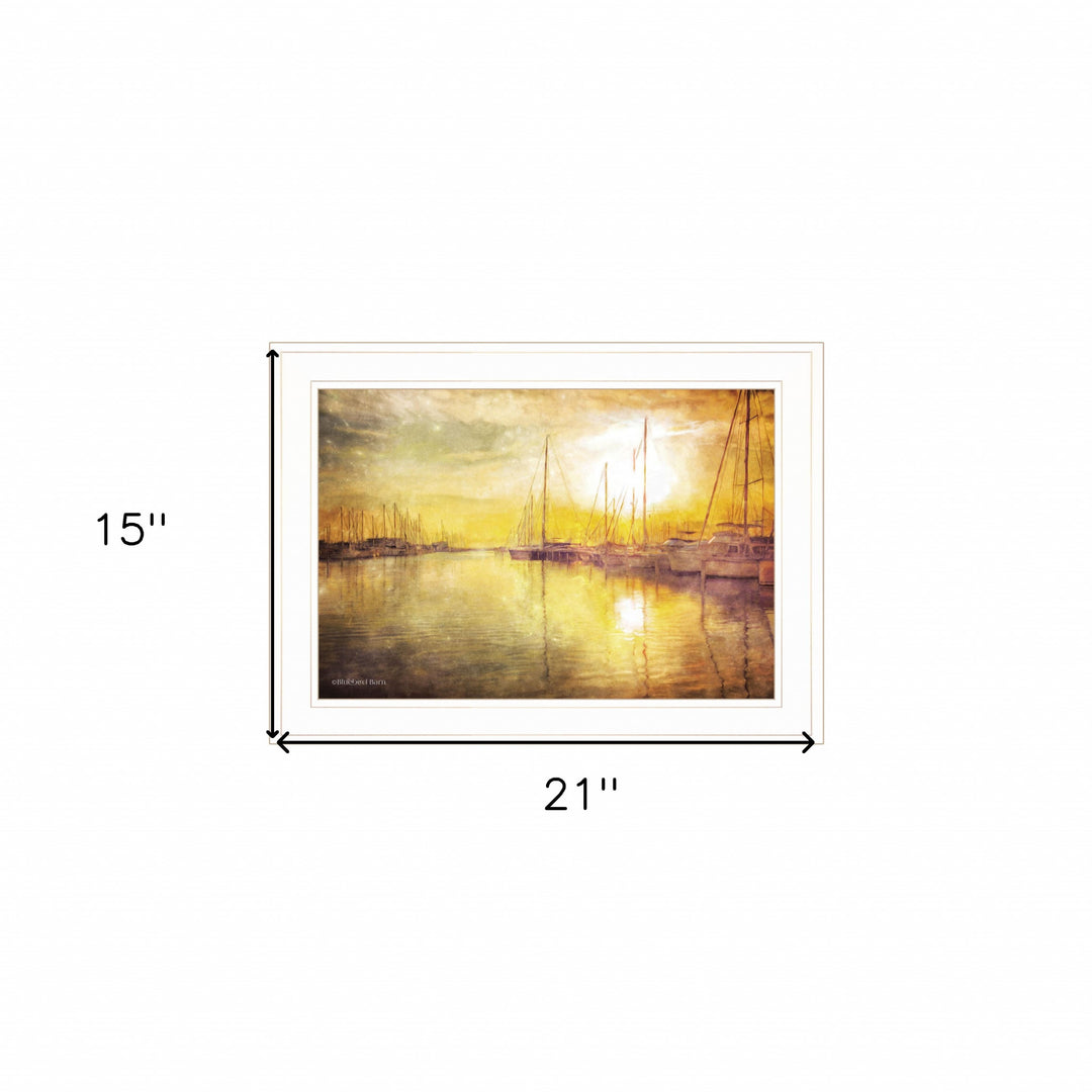 Yellow Sunset White Framed Print Wall Art