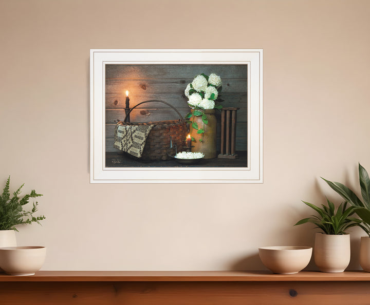 White Flowers 1 White Framed Print Wall Art