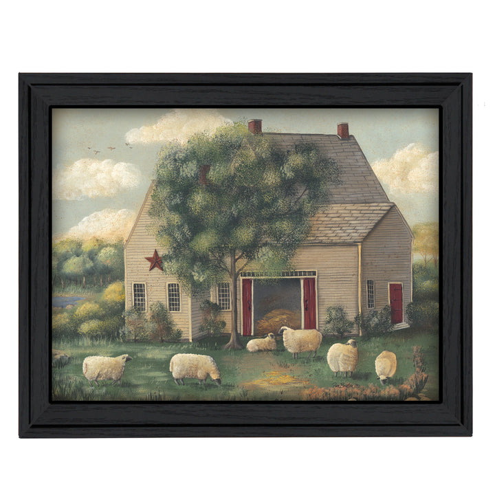 Wooly Sheep Black Framed Print Wall Art