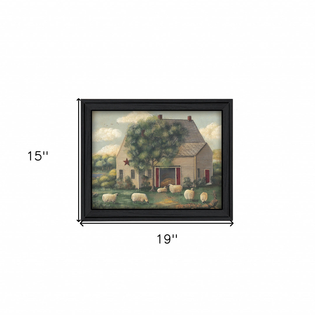 Wooly Sheep Black Framed Print Wall Art