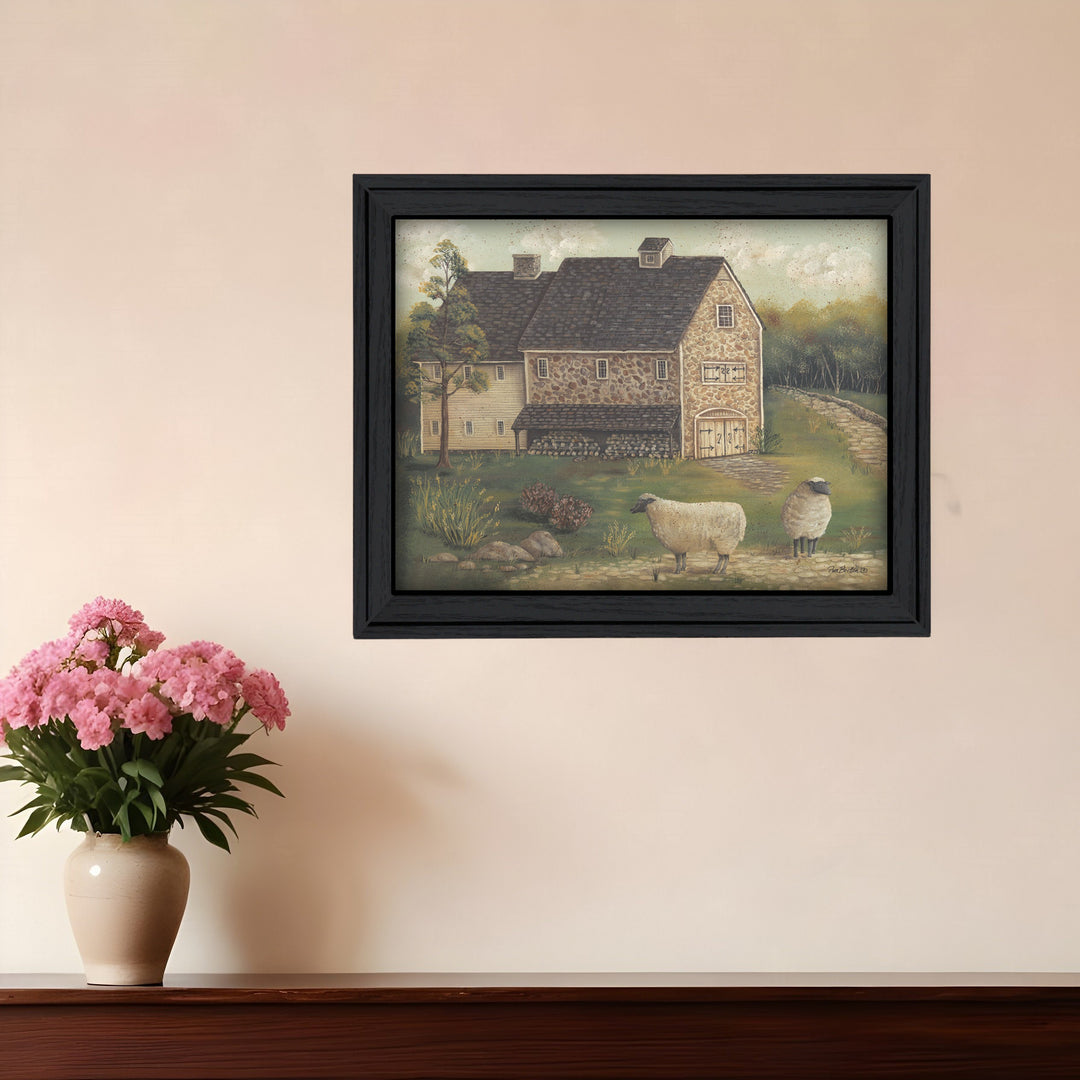 Stone Barn 1 Black Framed Print Wall Art