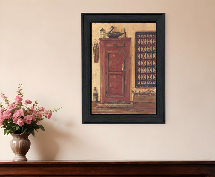 Old Red Pie Safe Black Framed Print Wall Art