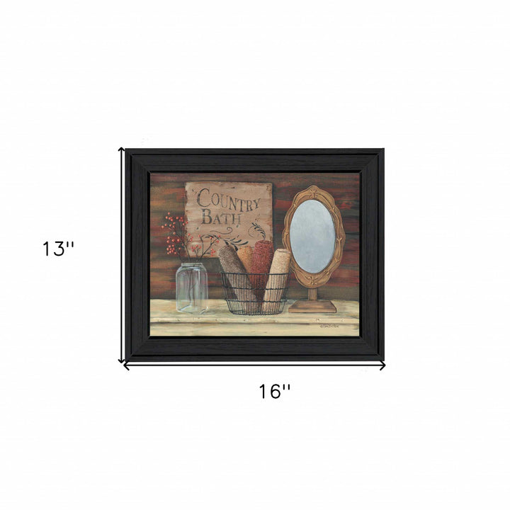 Country Bath 3 Black Framed Print Bathroom Wall Art