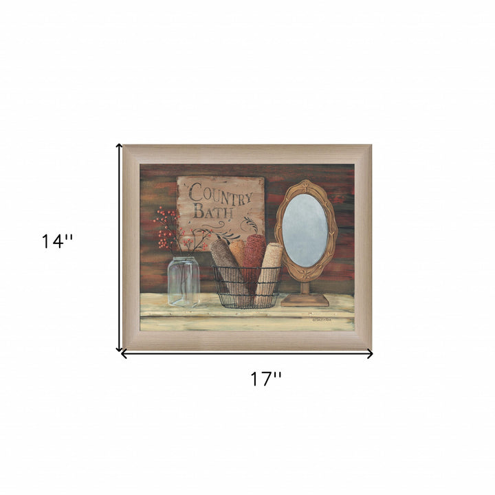 Country Bath 4 Brown Framed Print Bathroom Wall Art