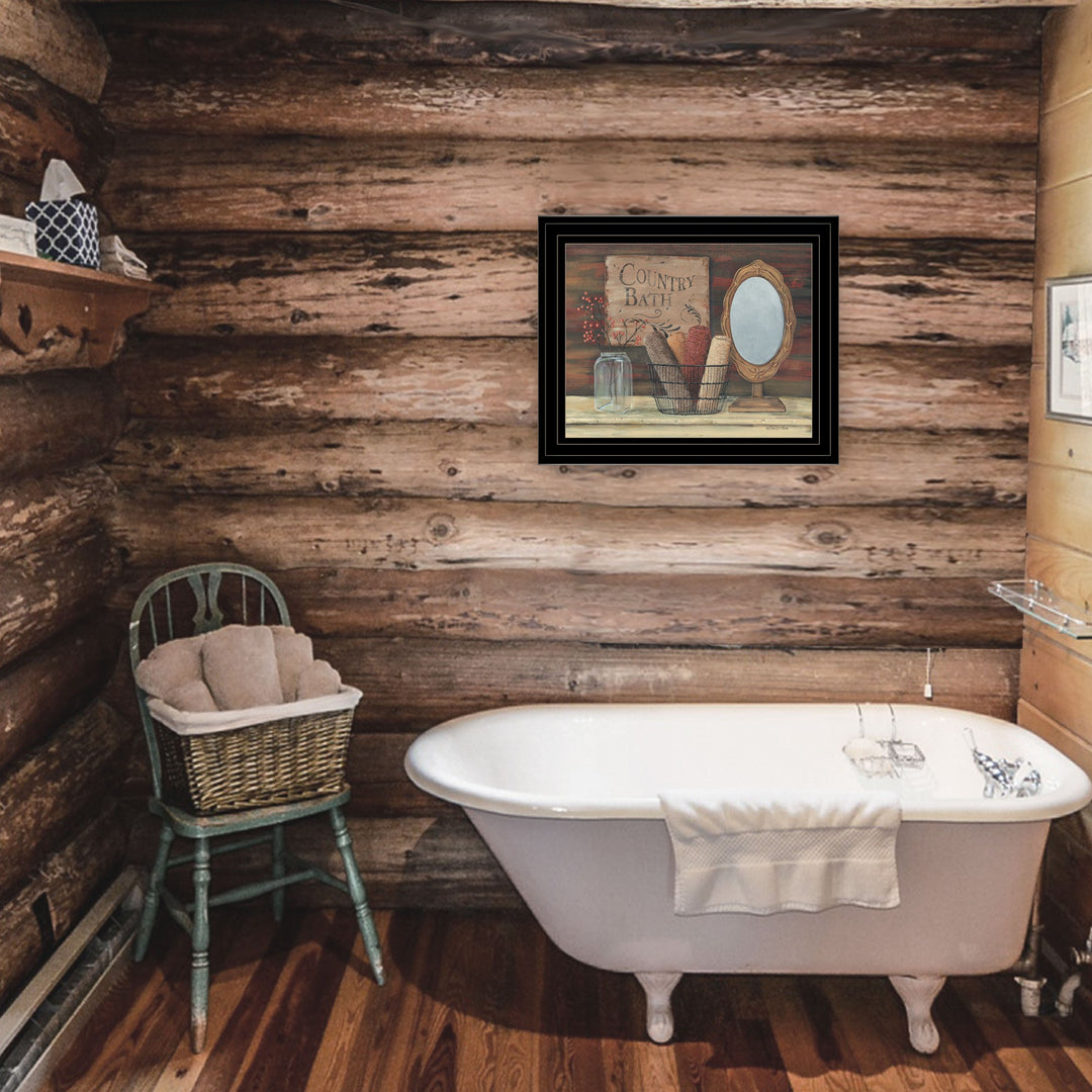 Country Bath 5 Black Framed Print Bathroom Wall Art