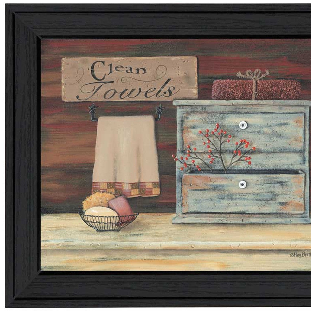 Clean Towels 1 Black Framed Print Bathroom Wall Art