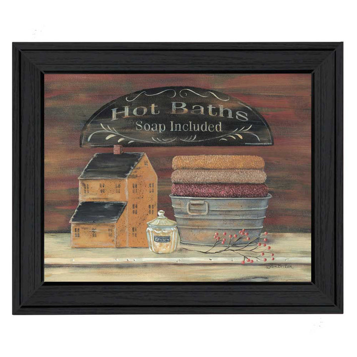 Hot Bath 4 Black Framed Print Bathroom Wall Art