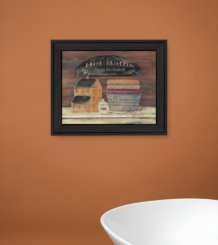 Hot Bath 4 Black Framed Print Bathroom Wall Art