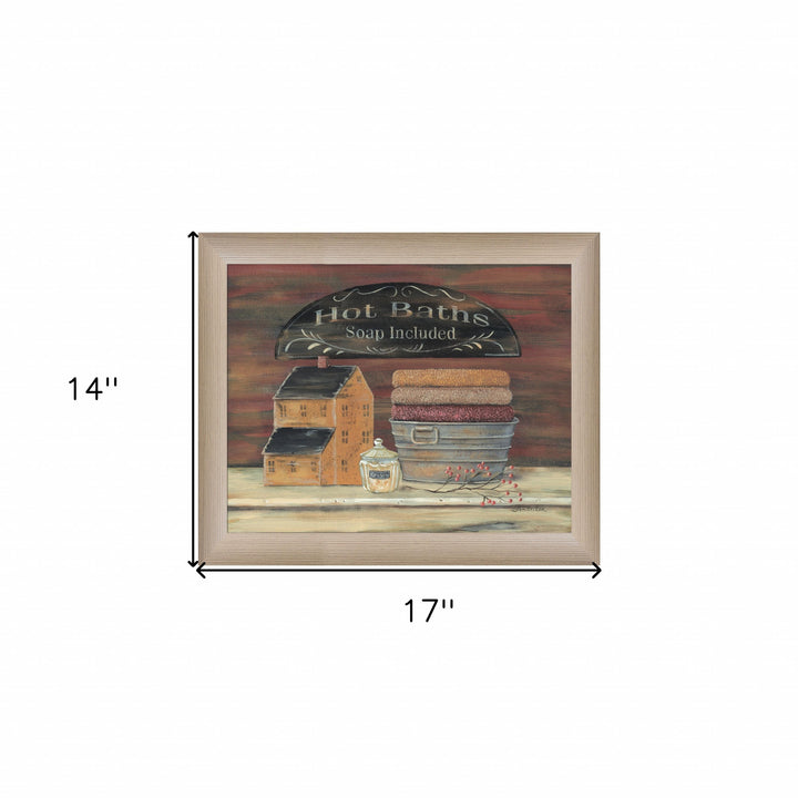 HOT BATH 5 Brown Framed Print Bathroom Wall Art