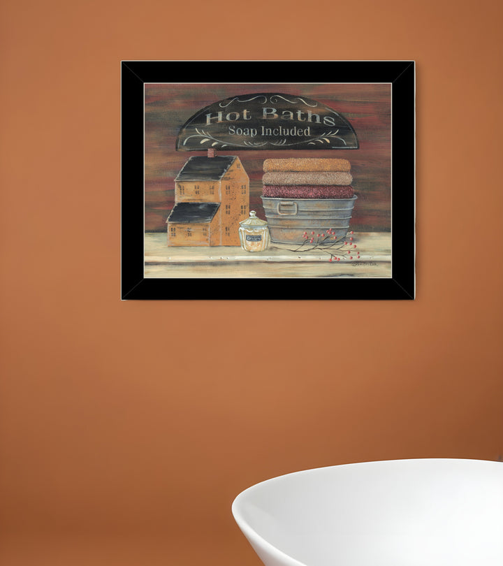 HOT BATH 7 Black Framed Print Bathroom Wall Art